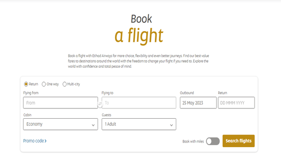 Cashback Etihad Airways Promo Code