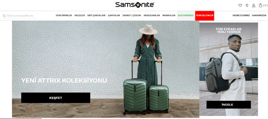 Samsonite Resmi internet sitesi